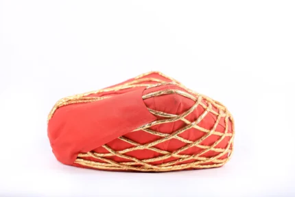 Maratha Safa Pagdi in Red & Golden Traditional Maratha Turban
