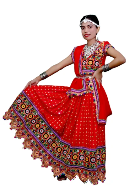 Traditional Chania Choli Set for Girls – Red Garba & Dandiya Costume