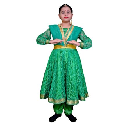 Kathak Dance Dress Anarkali in Green Color