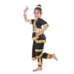 Bharatanatyam Dance Costume in Black with Golden Border