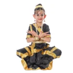Bharatanatyam Dance Costume in Black with Golden Border