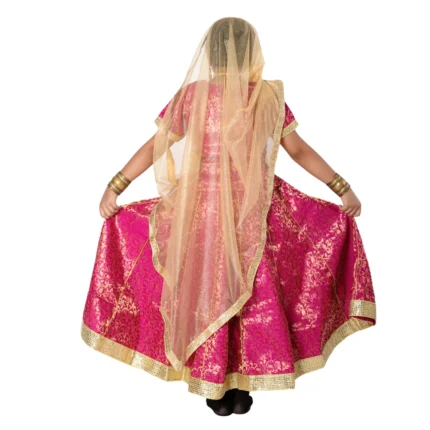 Kathak Dance Fancy Dress Costume Magenta & Golden