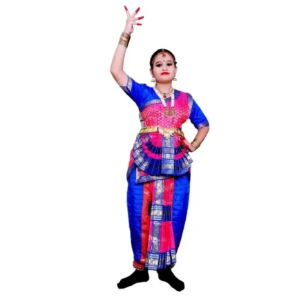 Bharatanatyam Dance Dress in Blue & Magenta