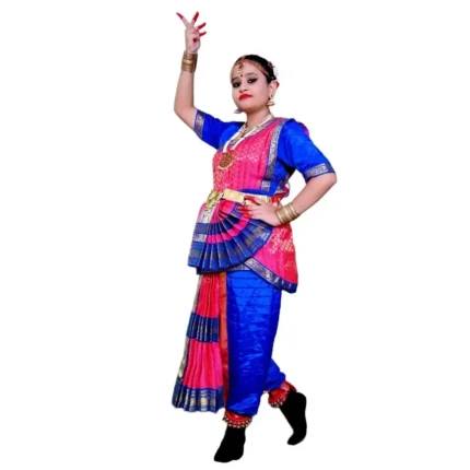 Bharatanatyam Dance Dress in Blue & Magenta