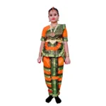 Bharatanatyam Dance Dress in Green & Orange