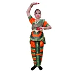 Bharatanatyam Dance Dress in Green & Orange
