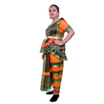 Bharatanatyam Dance Dress in Green & Orange
