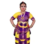 Bharatanatyam Dance Dress in Yellow & Purple