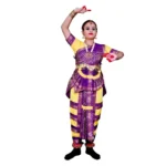 Bharatanatyam Dance Dress in Yellow & Purple