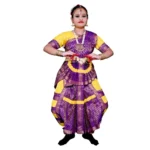 Bharatanatyam Dance Dress in Yellow & Purple