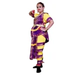 Bharatanatyam Dance Dress in Yellow & Purple