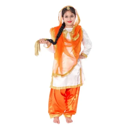 Giddha Dance Fancy Dress Orange White