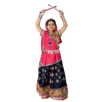 Gujarati Garba Dance Fancy Dress Costume For Girls Navy Blue