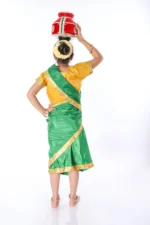 Indian Folk Saree Fancy Dress in Green & Yellow