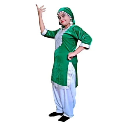 Kashmiri Dance Fancy Dress for Girls Green
