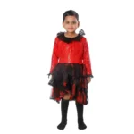 Red & Black Western Dance Frock Fancy Costume for Girls