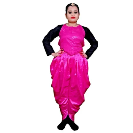 Western Dance Dress For Girl In Magenta Black Colour