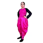 Western Dance Dress For Girl In Magenta Black Colour