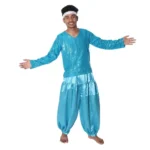 Western Dance Dress for Boys in Firozi & White