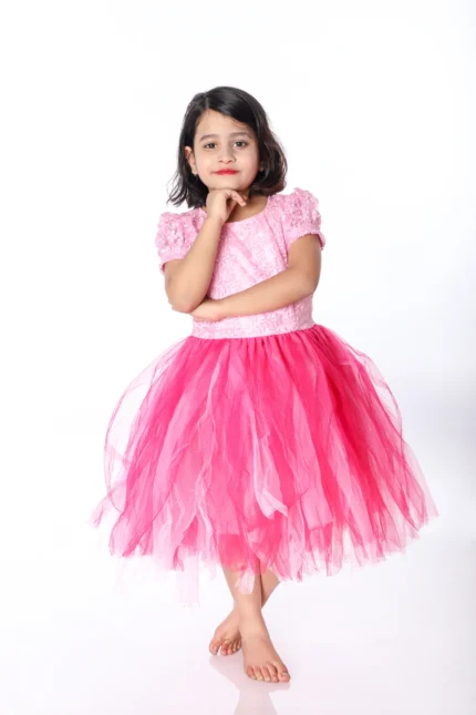 Western Dance Frock Fancy Dress Pink