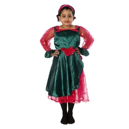 Western Dance Frock Fancy Dress Green For Girls