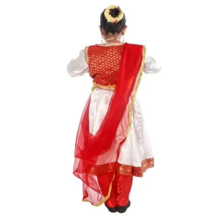 White Kathak Anarkali Dress