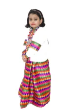 Indian Folk Dance Fancy Dress Costume in White & Pink