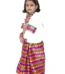 Indian Folk Dance Fancy Dress Costume in White & Pink