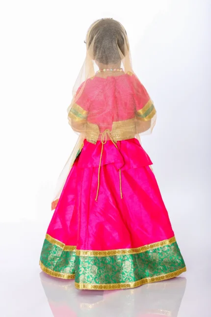 Janmashtami Radha Lehenga Pink Golden For Kids