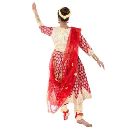 Kathak Dance Fancy Dress-Anarkali Golden and Red
