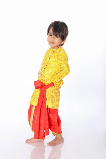 Krishna Dress For Boys in Yellow Color