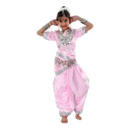 Lavani Saree Fancy Dress Pink Costume For Girls