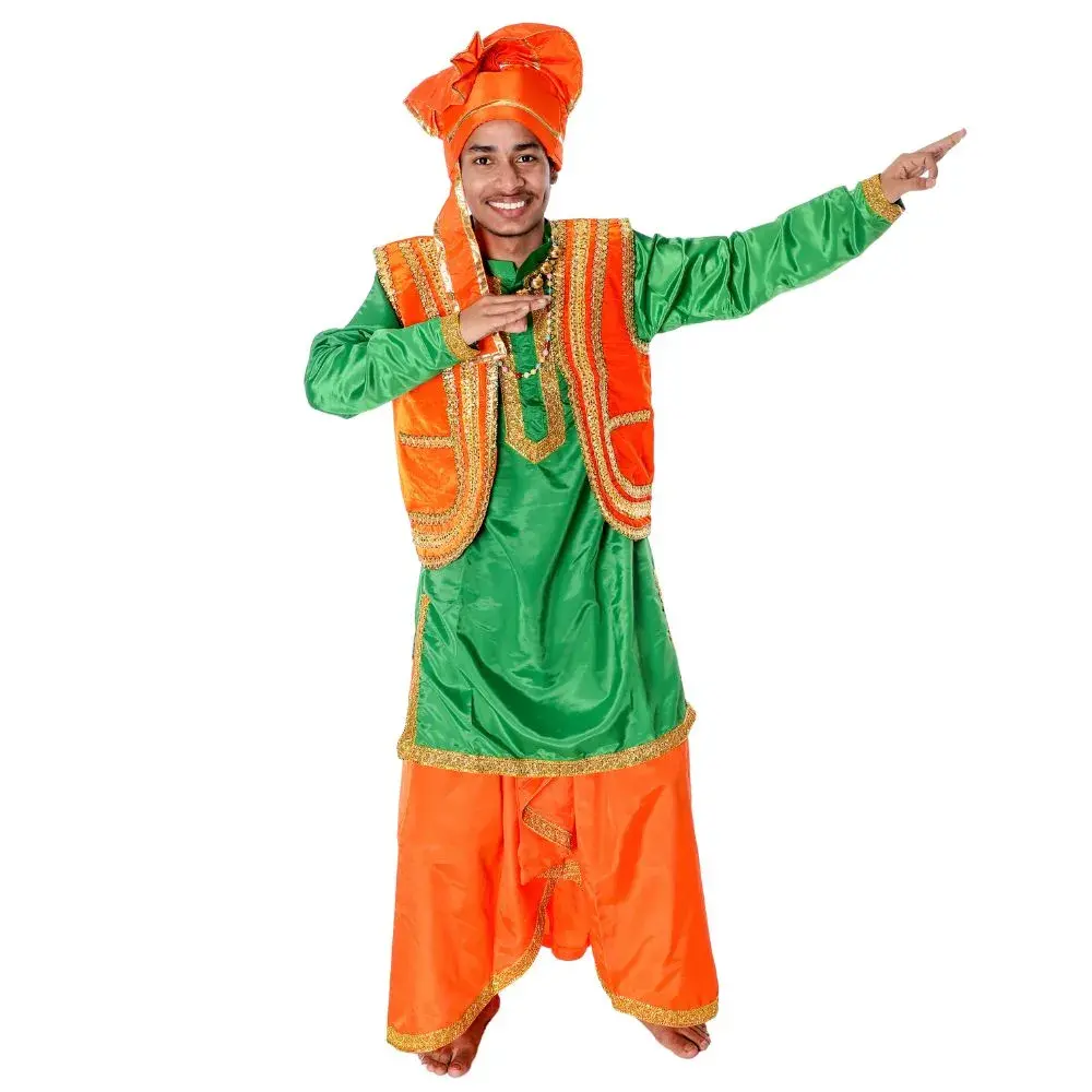 Punjabi Folk Bhangra Dance Costume for Boys Side Punjabi Folk Bhangra Dance Costume for Boys