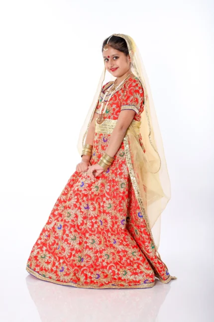 Radha Rani Fancy Dress Lehenga Golden Red