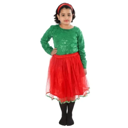 Western Dance Fancy Dress Skirt-Top For Girls