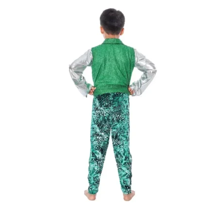 Western Dance Fancy Dress for Boys Green & Silver