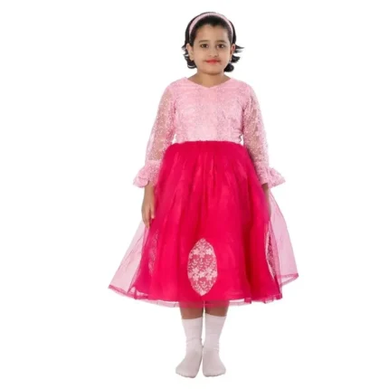 Western Dance Frock For Girls Baby Pink