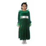 Western Dance Green Frock With Fan for Girls