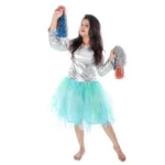 Western Dance Skirt Top Silver & Blue