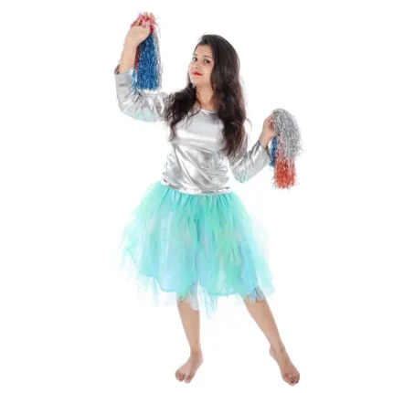 Western Dance Skirt Top Silver & Blue