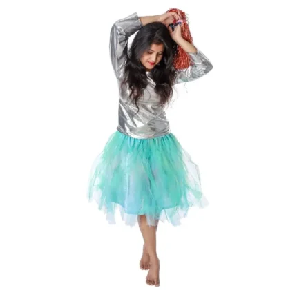 Western Dance Skirt Top Silver & Blue