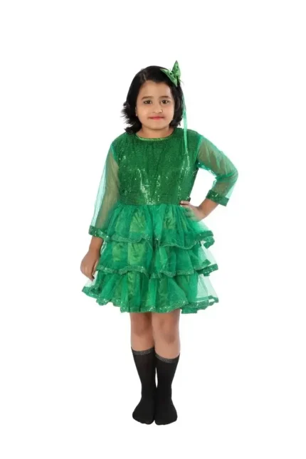 Western Frock Dance Fancy Dress for Girls Green