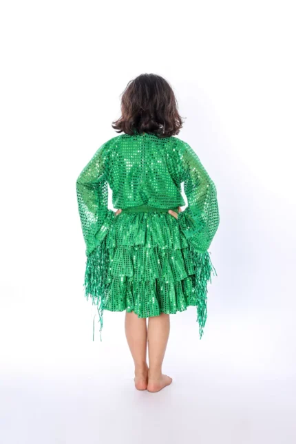 Western Frock Dance Fancy Dress for Girls Green